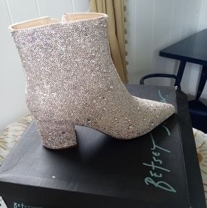 Betsey Johnson Rhinestone Boots NIB